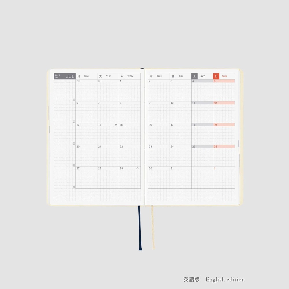 【預購】HOBO日2026年HON手帳書 A6文庫本 Slash 象牙白 (日文/英文版 週一起始)-細節圖9