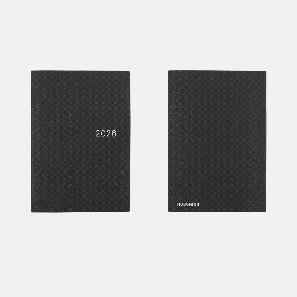 【預購】HOBO日2026年HON手帳書 A6文庫本 黑色格紋 PAPER系列 日文/英文版 贈三色筆機器人筆鎮透明墊板-細節圖5