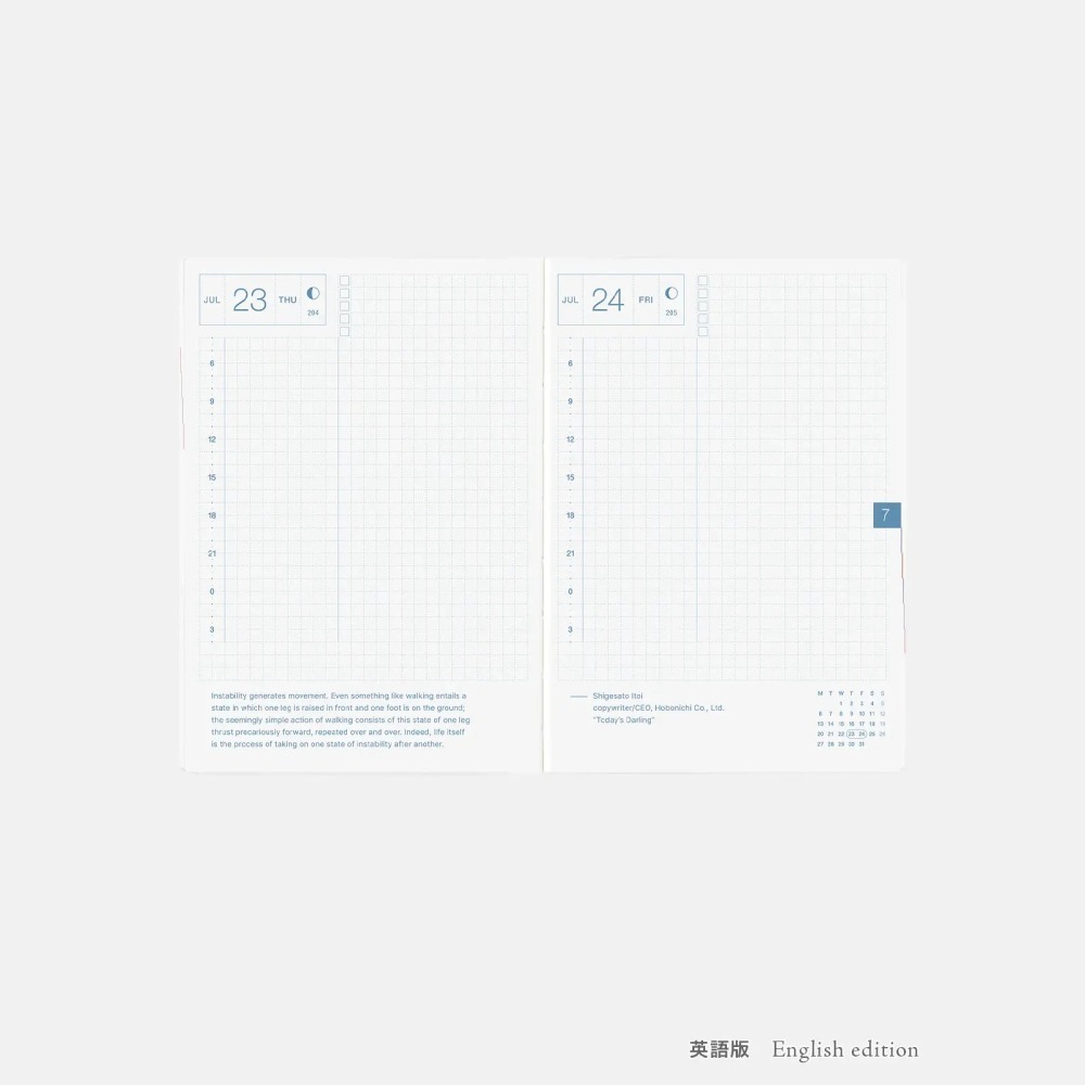 【預購】HOBO日2026年HON手帳書 A6文庫本 黑色格紋 PAPER系列 日文/英文版 贈三色筆機器人筆鎮透明墊板-細節圖10