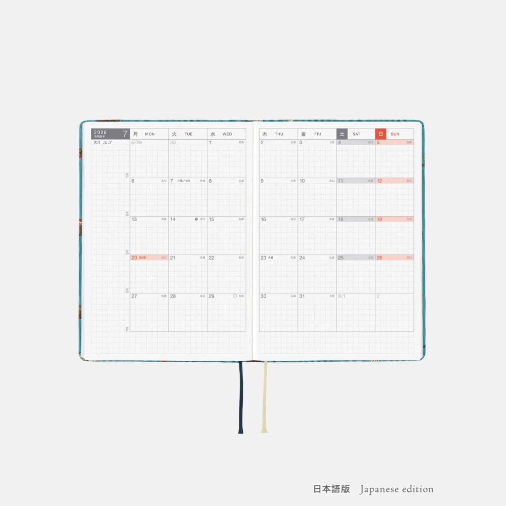 【預購】HOBO日2026年HON手帳書 A6文庫本 In the Forest 領帶花紋系列 日文/英文版-細節圖6