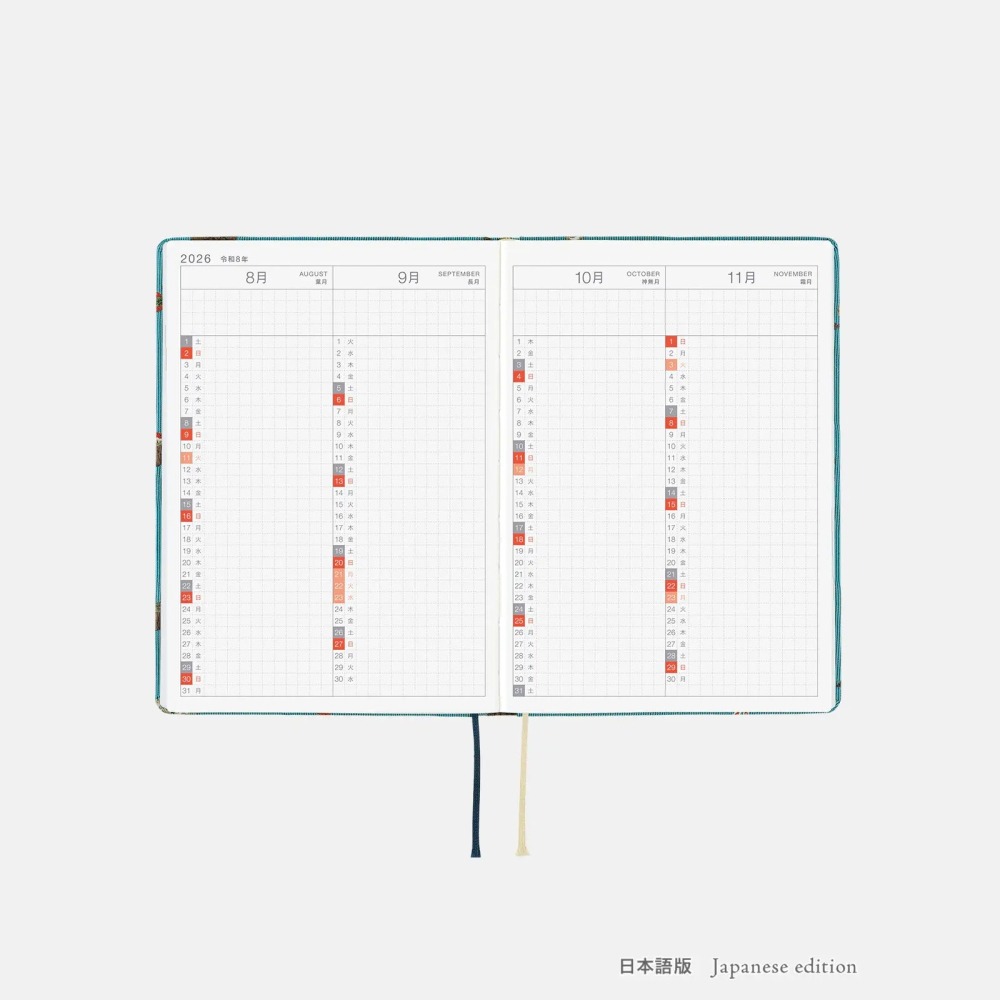 【預購】HOBO日2026年HON手帳書 A6文庫本 In the Forest 領帶花紋系列 日文/英文版-細節圖8