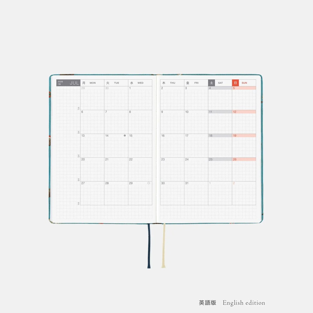 【預購】HOBO日2026年HON手帳書 A6文庫本 In the Forest 領帶花紋系列 日文/英文版-細節圖9