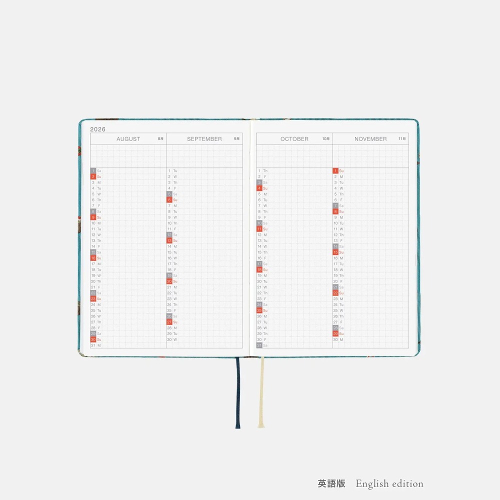 【預購】HOBO日2026年HON手帳書 A6文庫本 In the Forest 領帶花紋系列 日文/英文版-細節圖11