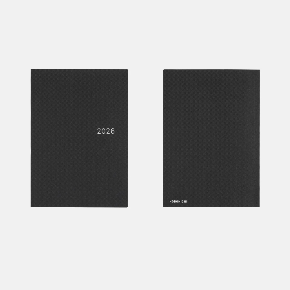 【預購】HOBO日2026年HON手帳書 A5大本 黑色格紋 PAPER系列 日文/英文版 贈三色筆機器人筆鎮透明墊板-細節圖4