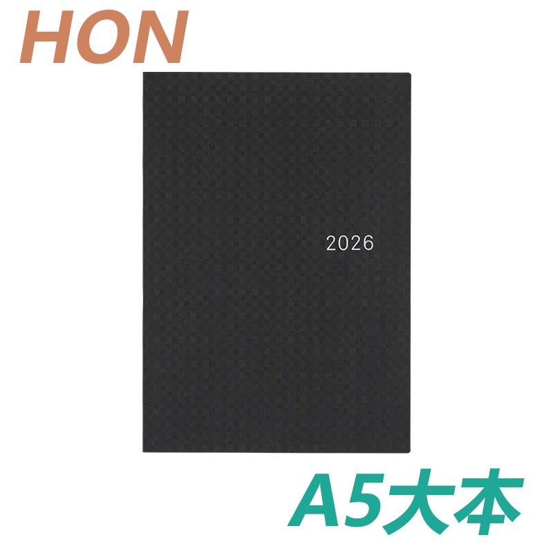 【預購】HOBO日2026年HON手帳書 A5大本 黑色格紋 PAPER系列 日文/英文版 贈三色筆機器人筆鎮透明墊板-規格圖11
