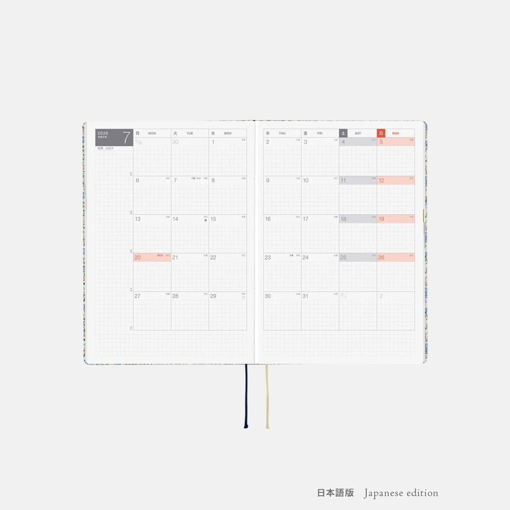 【預購】HOBO日2026年HON手帳書 A5大本 Sasha Kiora 英國Liberty Fabrics 日英兩款-細節圖6