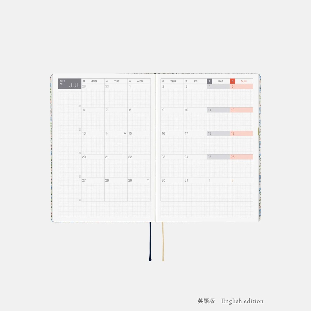 【預購】HOBO日2026年HON手帳書 A5大本 Sasha Kiora 英國Liberty Fabrics 日英兩款-細節圖9