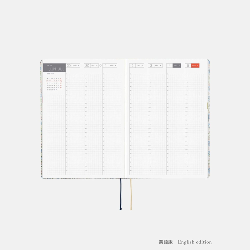 【預購】HOBO日2026年HON手帳書 A5大本 Sasha Kiora 英國Liberty Fabrics 日英兩款-細節圖11