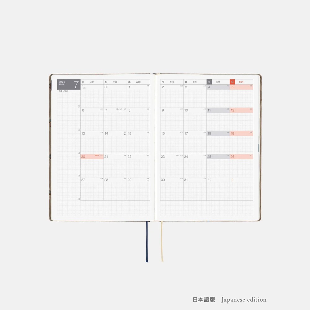 【預購】HOBO日2026年HON手帳書 A5大本 奔馳的馬群 領帶花紋系列 日文/英文版 Horses-細節圖4