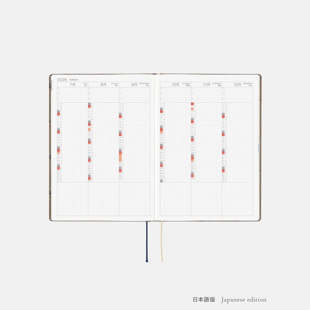 【預購】HOBO日2026年HON手帳書 A5大本 奔馳的馬群 領帶花紋系列 日文/英文版 Horses-細節圖6