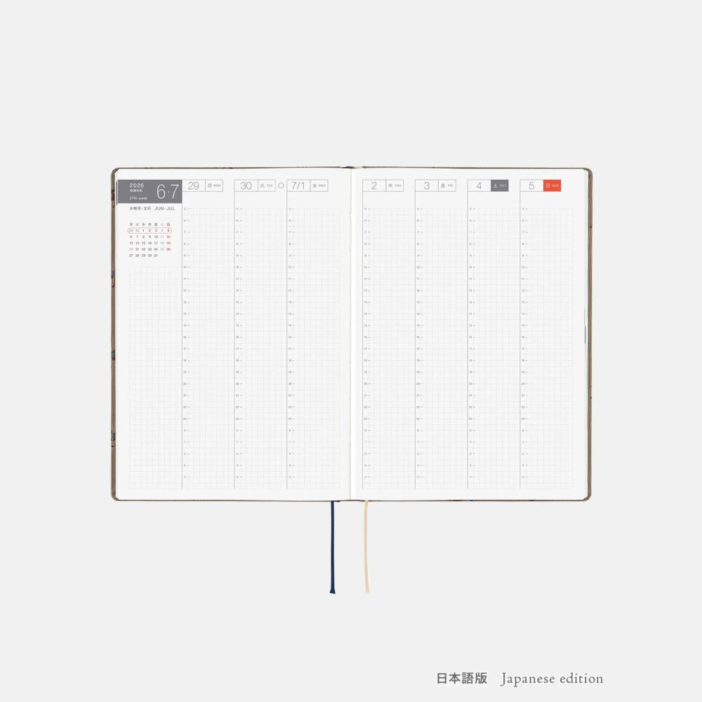 【預購】HOBO日2026年HON手帳書 A5大本 奔馳的馬群 領帶花紋系列 日文/英文版 Horses-細節圖7