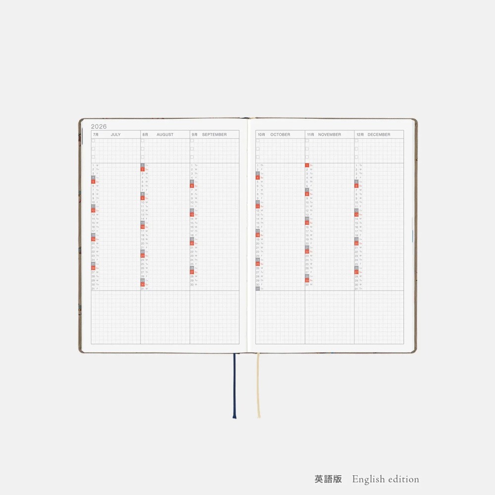 【預購】HOBO日2026年HON手帳書 A5大本 奔馳的馬群 領帶花紋系列 日文/英文版 Horses-細節圖10
