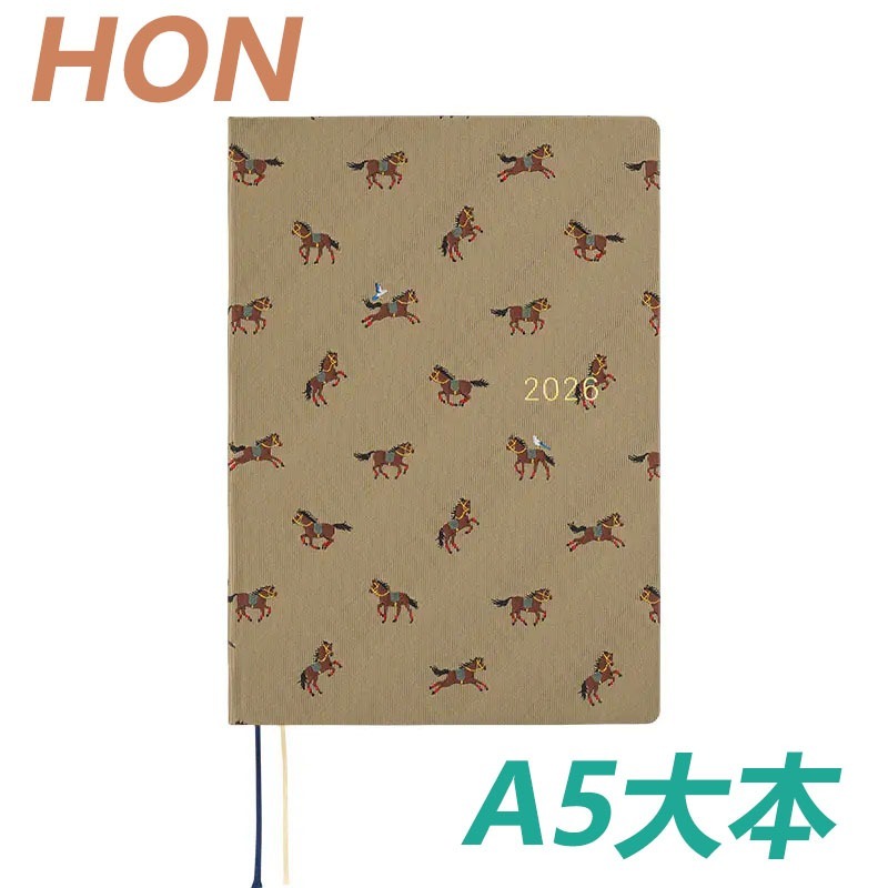 【預購】HOBO日2026年HON手帳書 A5大本 奔馳的馬群 領帶花紋系列 日文/英文版 Horses-規格圖11