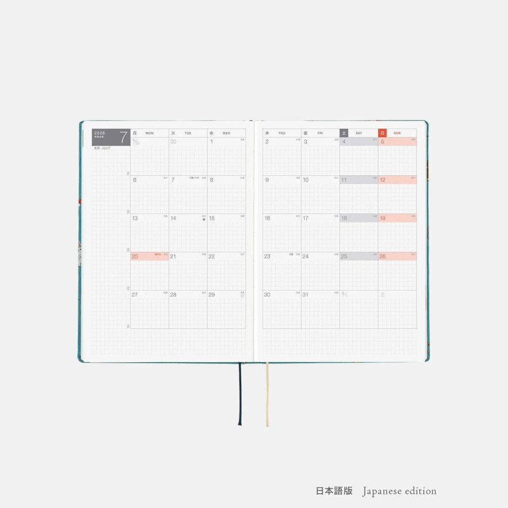 【預購】HOBO日2026年HON手帳書 A5大本 In the Forest 領帶花紋系列 日文/英文版-細節圖4