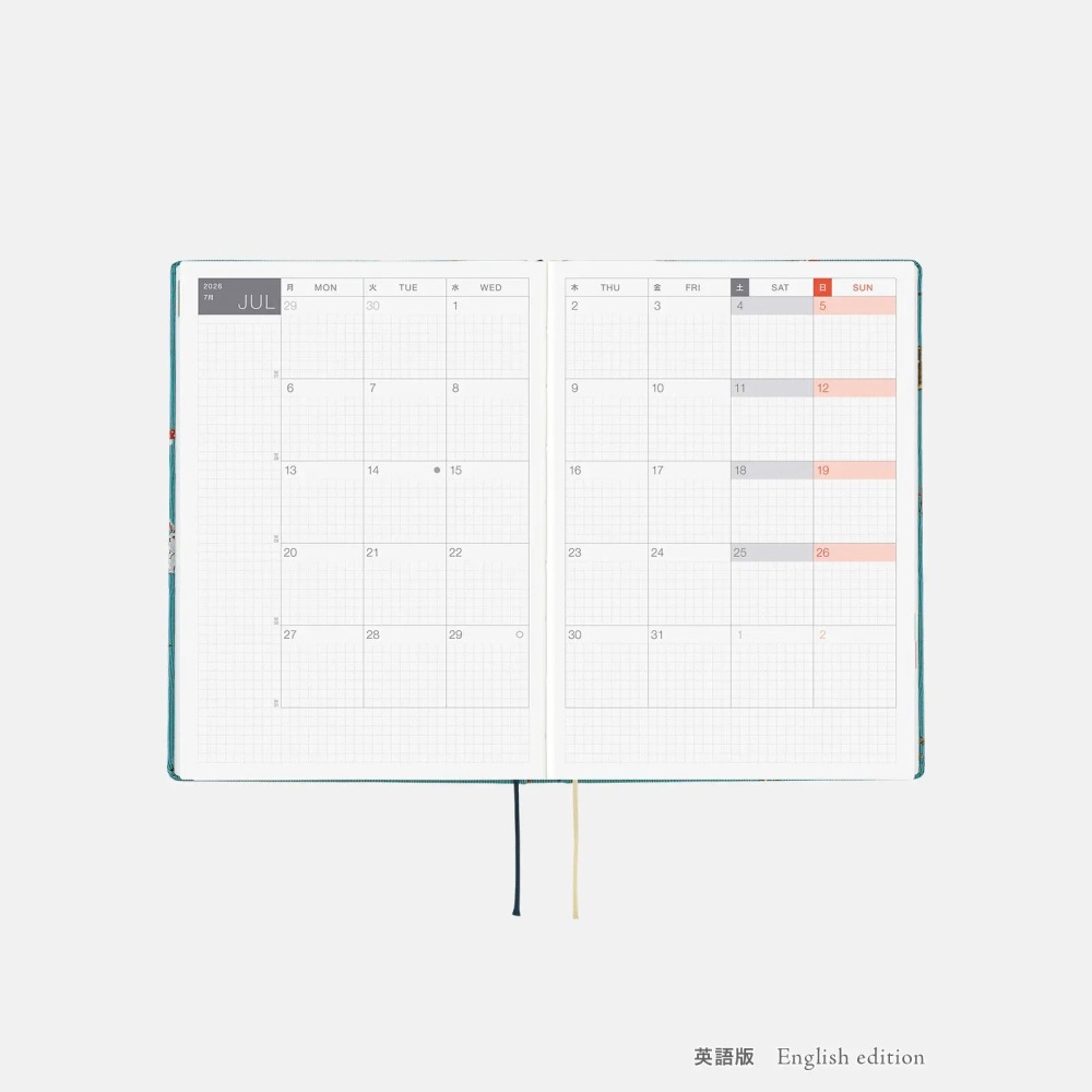 【預購】HOBO日2026年HON手帳書 A5大本 In the Forest 領帶花紋系列 日文/英文版-細節圖8
