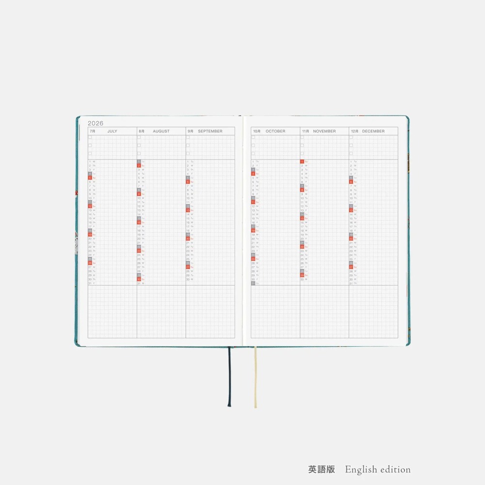 【預購】HOBO日2026年HON手帳書 A5大本 In the Forest 領帶花紋系列 日文/英文版-細節圖10