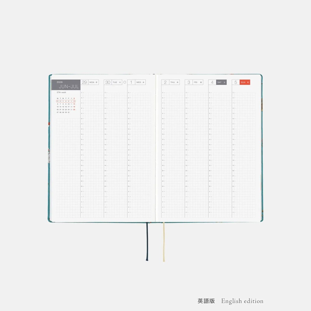 【預購】HOBO日2026年HON手帳書 A5大本 In the Forest 領帶花紋系列 日文/英文版-細節圖11