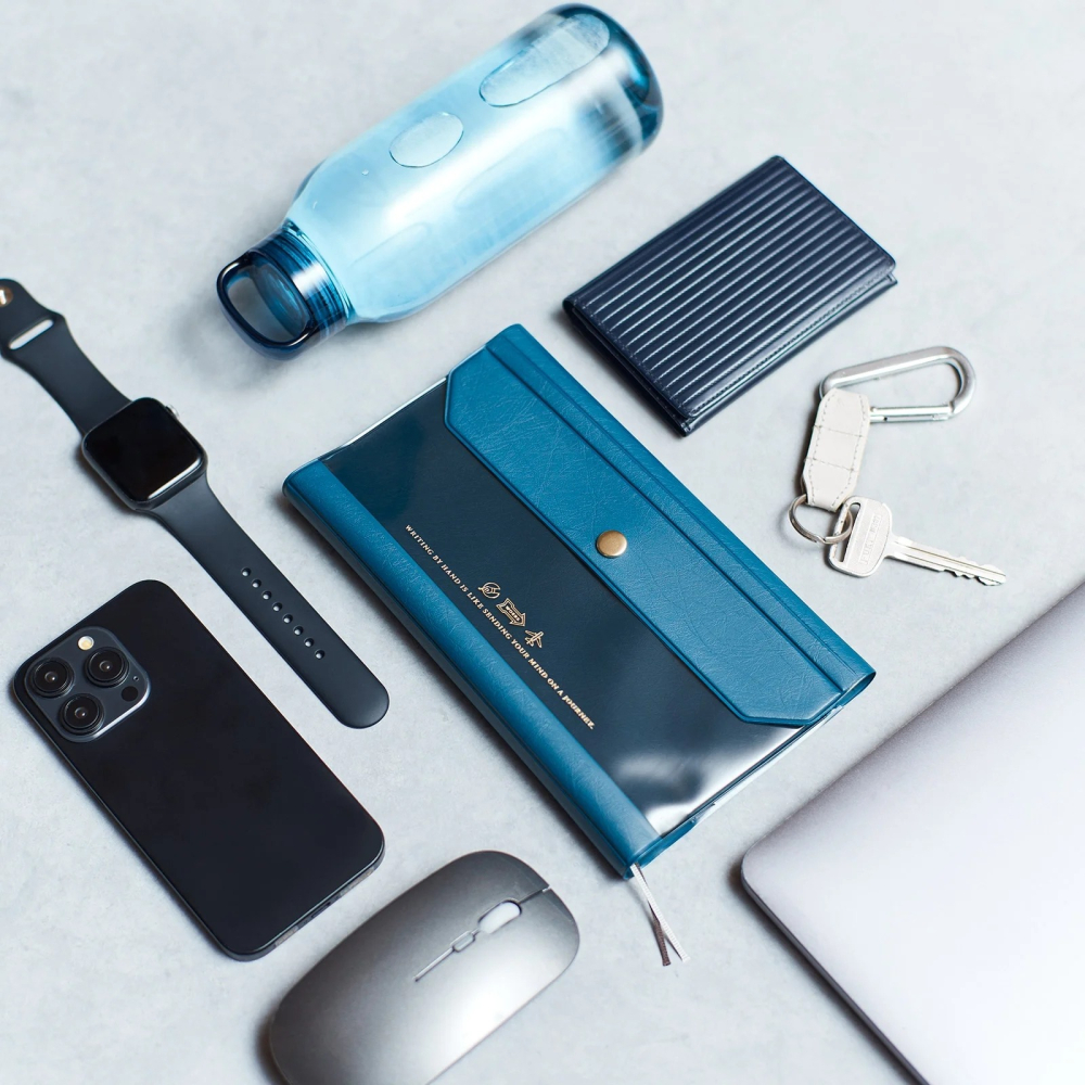 【預購】HOBO日Weeks收納包 aileron 海軍藍 深藍 PVC 三折式 週手帳 書衣 書皮 NAVY-細節圖4