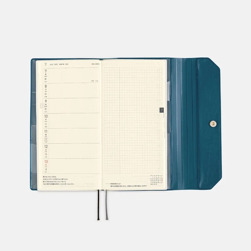 【預購】HOBO日Weeks收納包 aileron 海軍藍 深藍 PVC 三折式 週手帳 書衣 書皮 NAVY-細節圖8