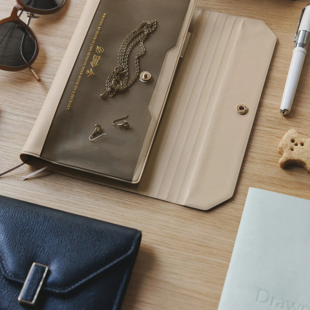 【預購】HOBO日Weeks收納包 aileron 海軍藍 灰色 PVC 三折式 週手帳 書衣 書皮 副翼 Gray-細節圖3