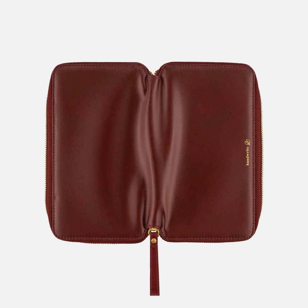 【預購】HOBO日Weeks收納包 amarone 葡萄酒紅 壓紋拉鍊包 PU合皮 週手帳書衣 Single Color-細節圖6