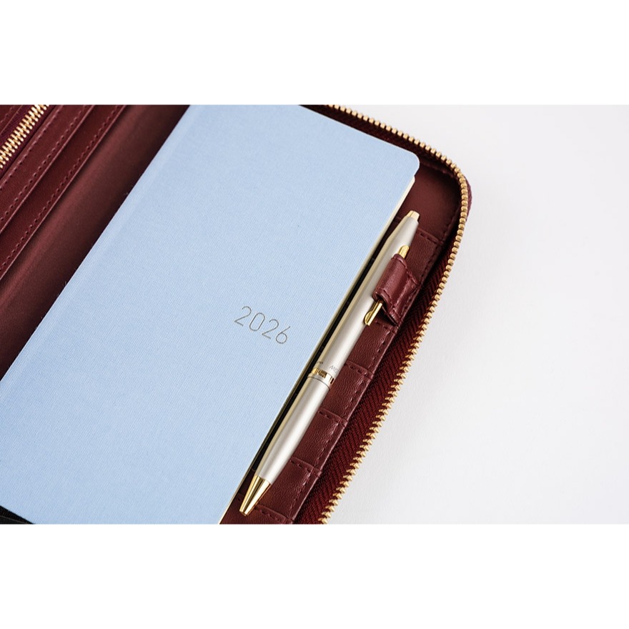 【預購】HOBO日Weeks收納包 amarone 葡萄酒紅 壓紋拉鍊包 PU合皮 週手帳書衣 Single Color-細節圖11