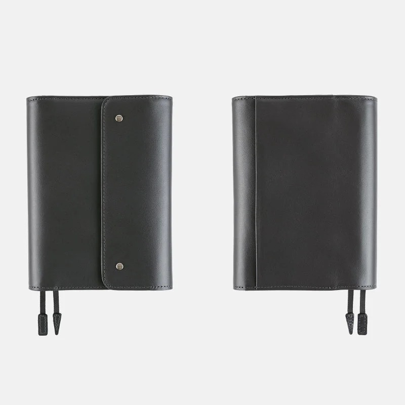 【預購】HOBO日手帳外皮 A6文庫本 Charcoal Gray 木炭灰 牛皮書衣 三折式書皮 Hobonichi-細節圖5
