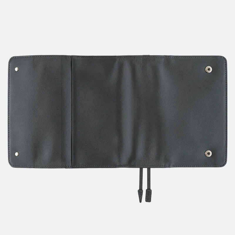 【預購】HOBO日手帳外皮 A6文庫本 Charcoal Gray 木炭灰 牛皮書衣 三折式書皮 Hobonichi-細節圖6