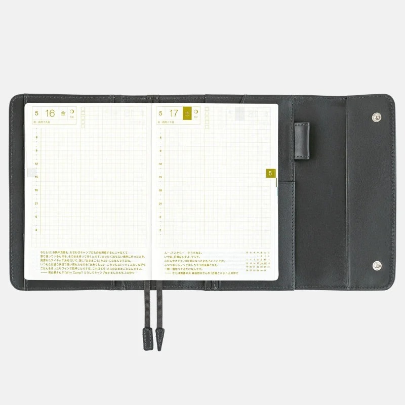 【預購】HOBO日手帳外皮 A6文庫本 Charcoal Gray 木炭灰 牛皮書衣 三折式書皮 Hobonichi-細節圖8