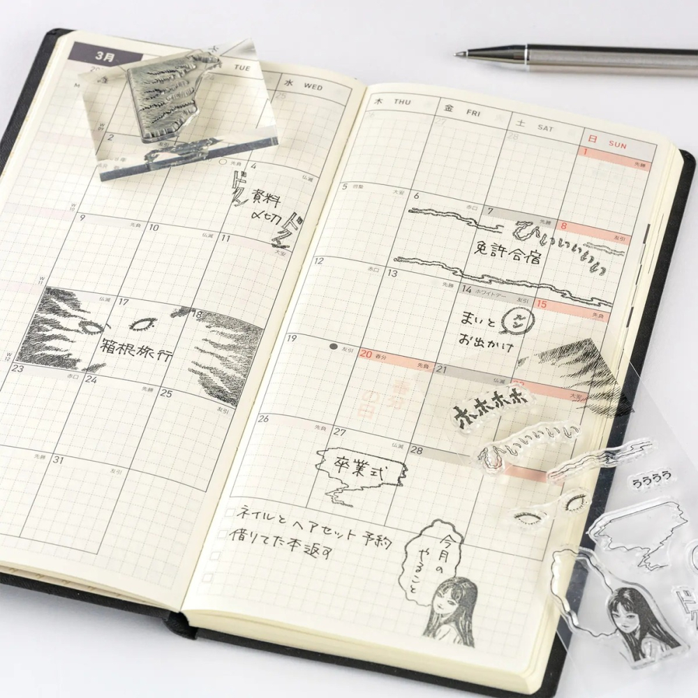 【現貨】HOBO日手帳 伊藤潤二 富江 水晶印章 HOBONICHI 對話框 恐怖漫畫集中線-細節圖6