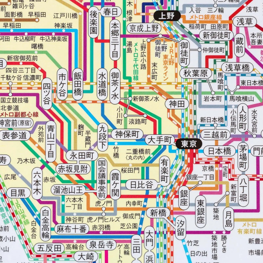 【預購】HOBO日手帳週邊 2026日本地鐵圖 (三種尺寸可選) 地圖 MAP ほぼ日の路線図 HOBONICHI-細節圖4