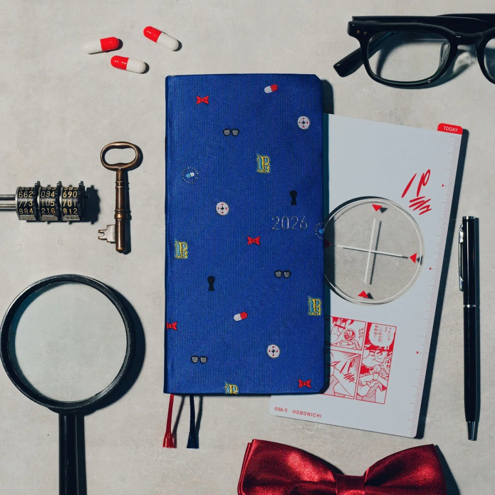 【現貨】春季版 HOBO日2026年Weeks週手帳 柯南主題款 領帶布料 藍色西裝外套-細節圖2