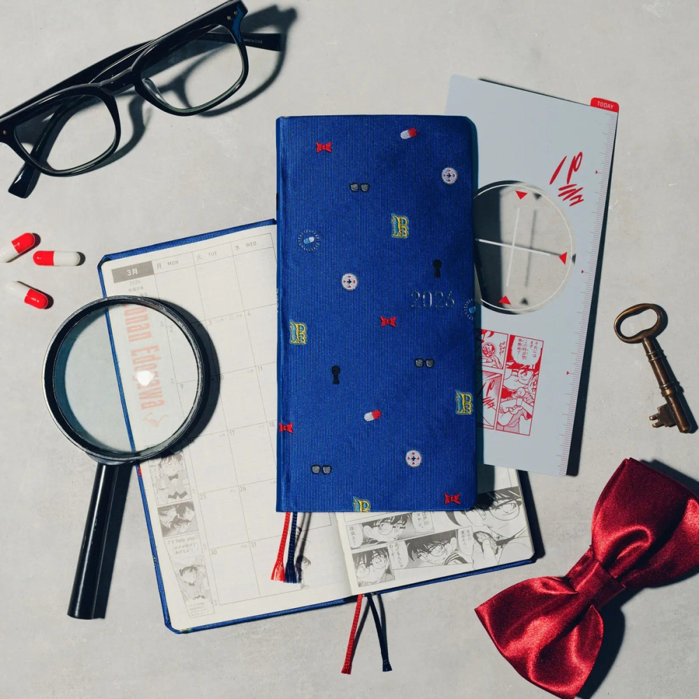 【現貨】春季版 HOBO日2026年Weeks週手帳 柯南主題款 領帶布料 藍色西裝外套-細節圖5