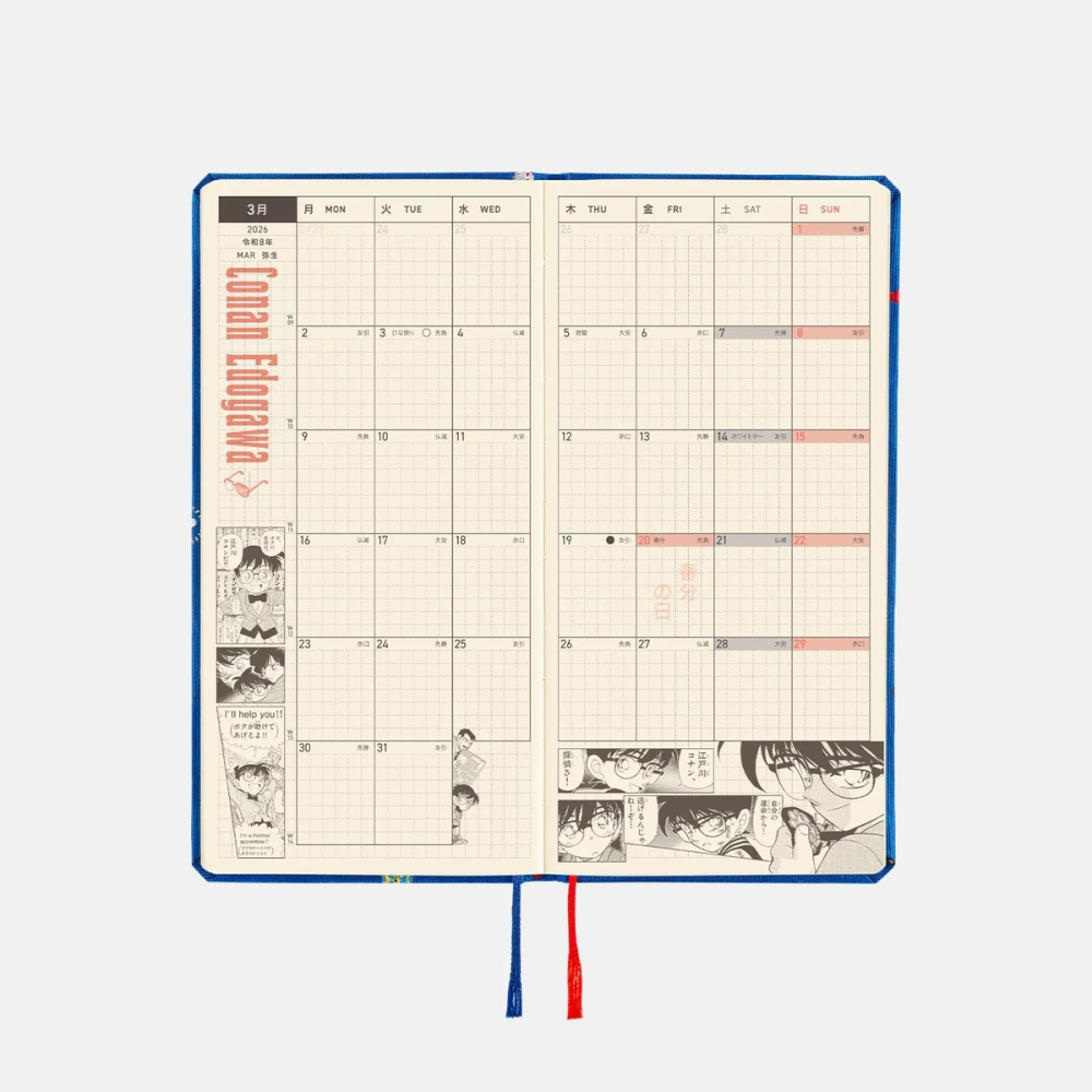 【現貨】春季版 HOBO日2026年Weeks週手帳 柯南主題款 領帶布料 藍色西裝外套-細節圖8
