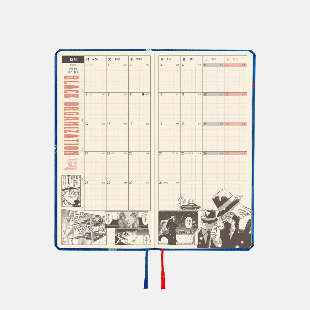 【現貨】春季版 HOBO日2026年Weeks週手帳 柯南主題款 領帶布料 藍色西裝外套-細節圖9