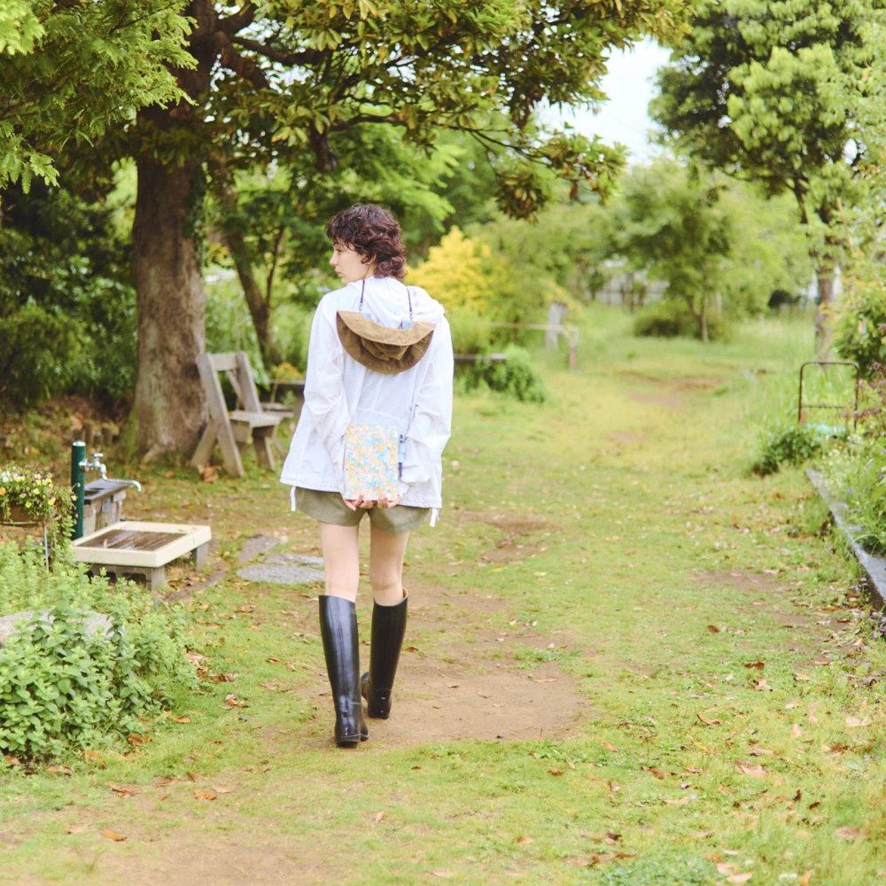 【現貨BO日手帳外皮 A5大本 Hollyhocks（Orange）英國Liberty Fabrics 書皮 書衣-細節圖4