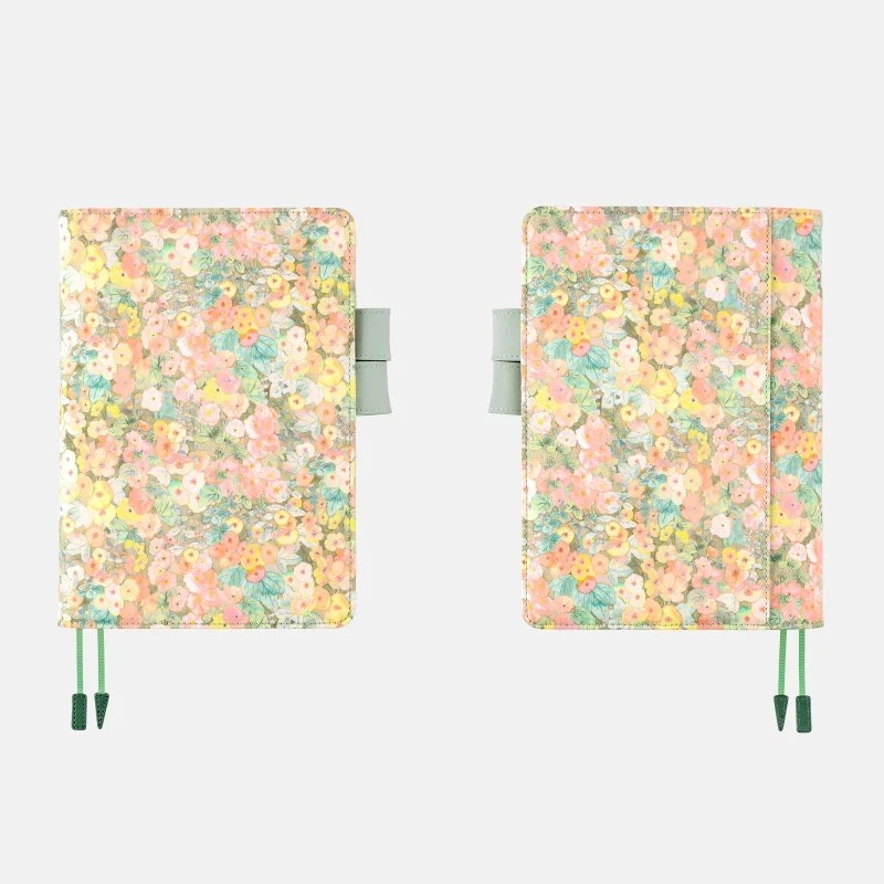 【現貨BO日手帳外皮 A5大本 Hollyhocks（Orange）英國Liberty Fabrics 書皮 書衣-細節圖5