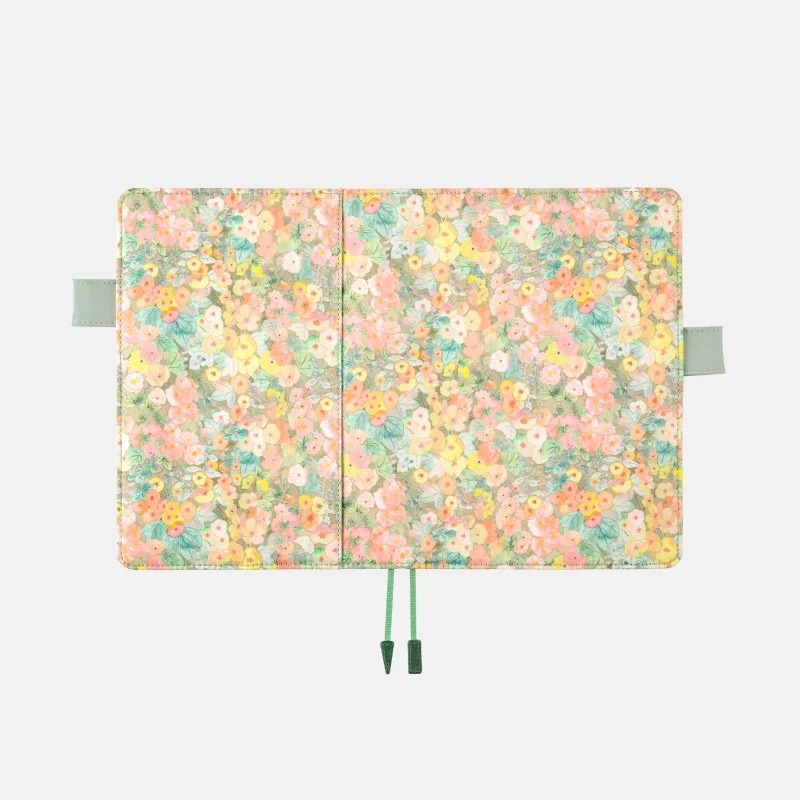 【現貨BO日手帳外皮 A5大本 Hollyhocks（Orange）英國Liberty Fabrics 書皮 書衣-細節圖6