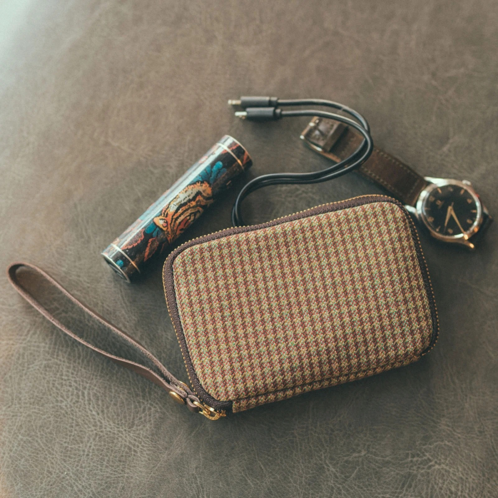 【現貨】HOBO日 收納包 (口袋版)  駝色格紋 Gentle Plaid 零錢包 鑰匙包 襯衫面料系列 手帳週邊-細節圖2