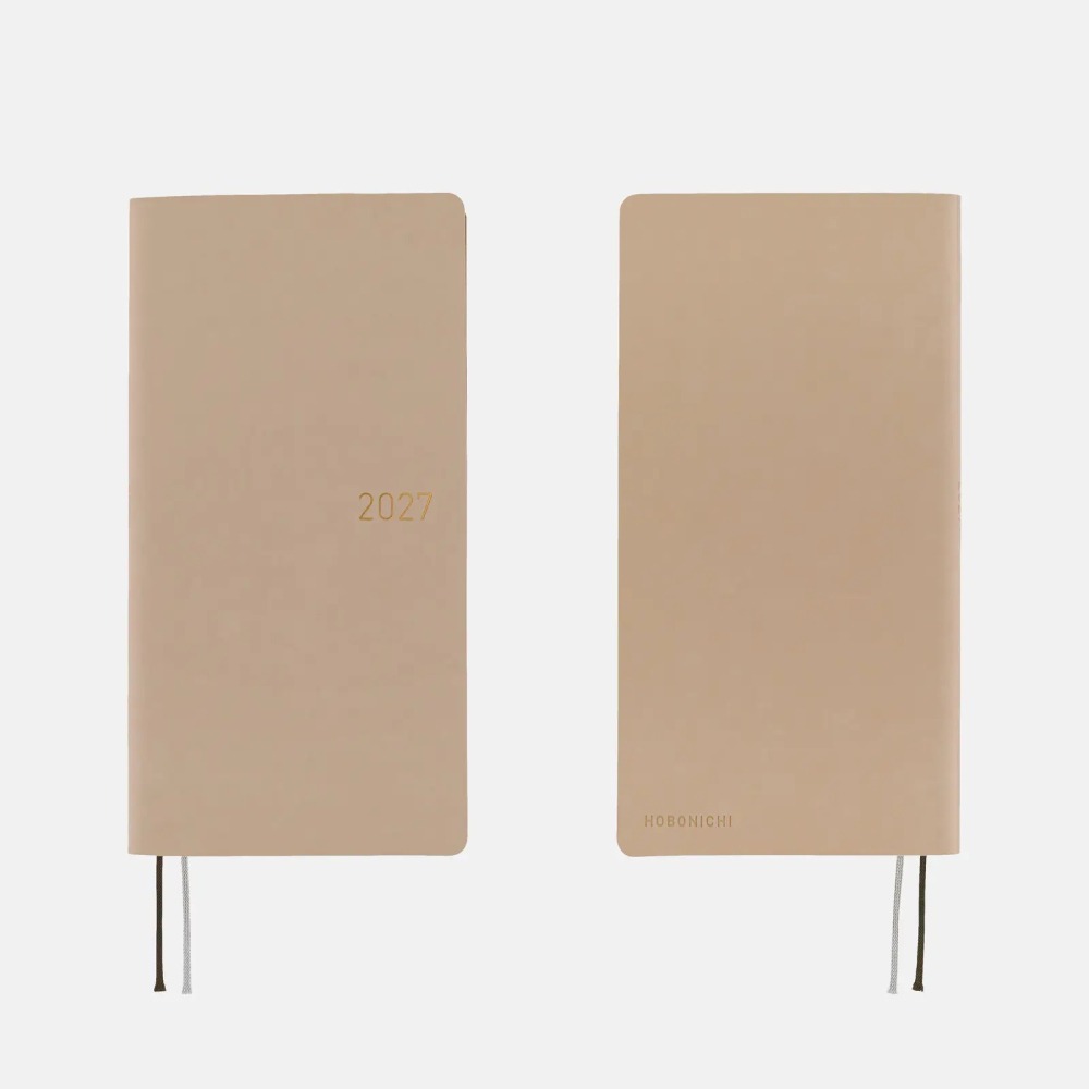 【預購】HOBO日2027年Weeks週手帳 Smooth軟皮系列 咖啡歐蕾 日文/英文版(特典-三色筆+黏貼式L夾)-細節圖6