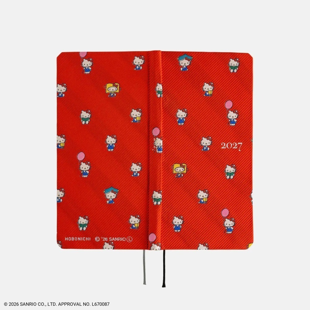【預購】HOBO日2027年Weeks週手帳 HELLO KITTY 手帳好朋友 日文/英文版 特典:三色筆黏貼式L夾-細節圖6