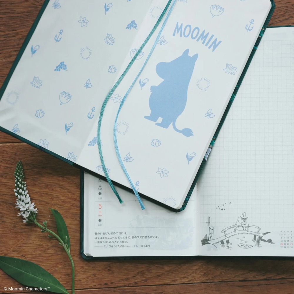【預購】HOBO日2027年Weeks週手帳 MOOMIN 阿金的一天 姆明 嚕嚕米 日文特別版 特典三色筆黏貼式L夾-細節圖7