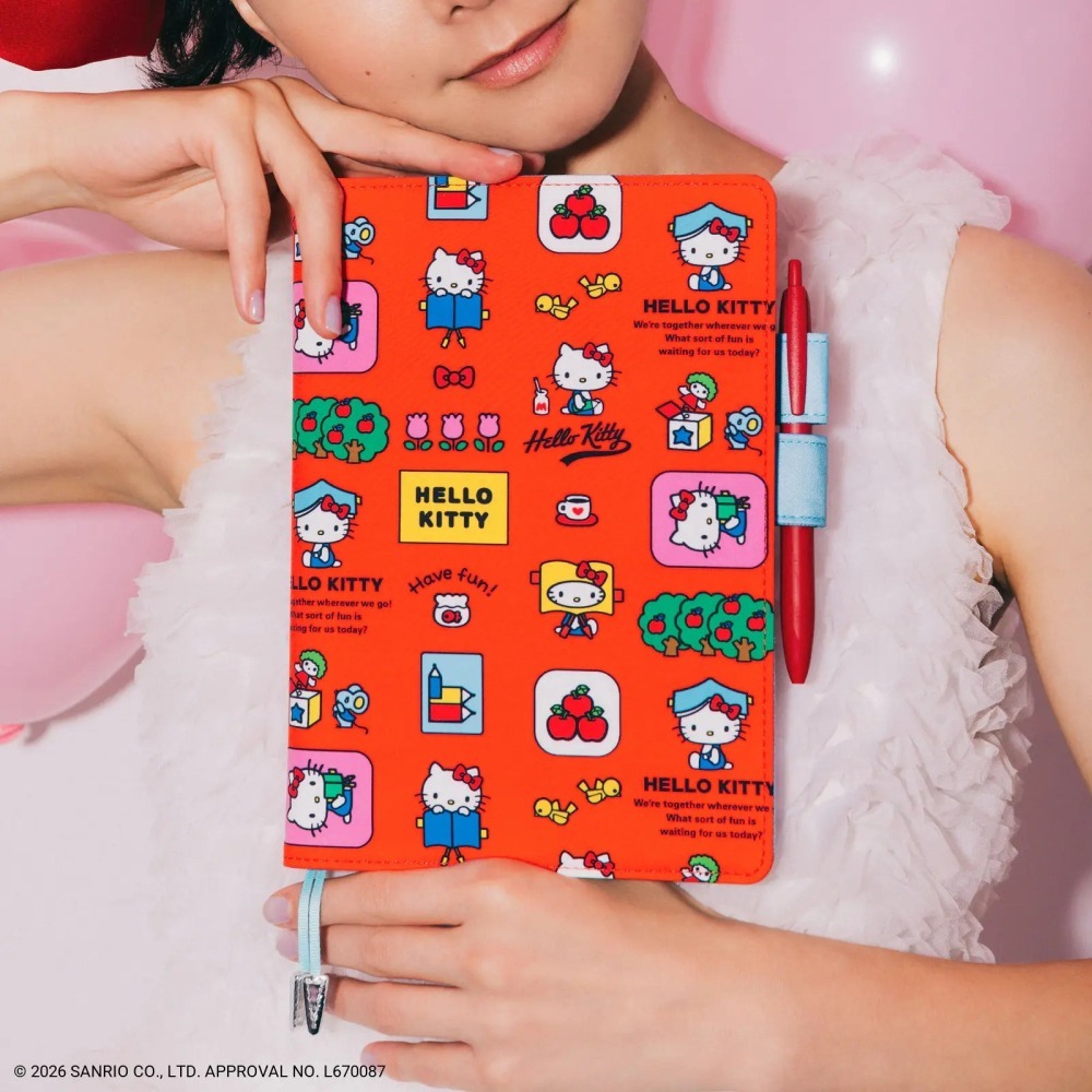 【預購】HOBO日手帳外皮 A5大本 HELLO KITTY 手帳好朋友 書衣 書皮 Hobonichi 2027-細節圖2