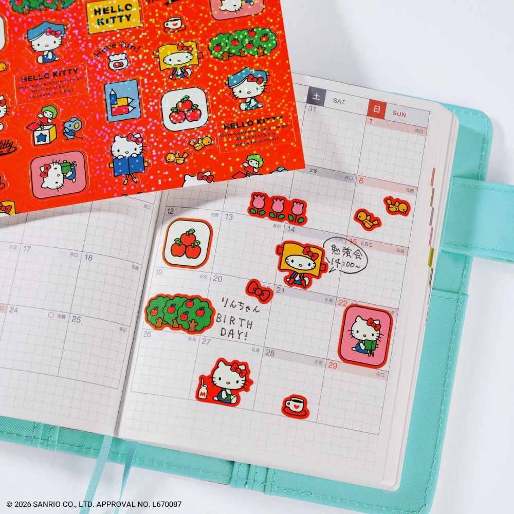 【預購】HOBO日手帳貼紙 HELLO KITTY 手帳好朋友 手帳週邊 HOBONICHI 2027-細節圖5