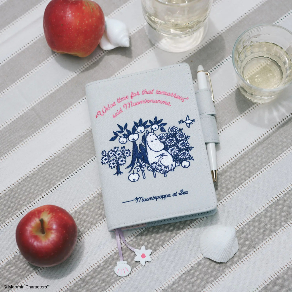 【預購】HOBO日手帳外皮 A6文庫本 Moomin 我的花園 pale mint 嚕嚕米 姆明 書皮 書衣 2027-細節圖2