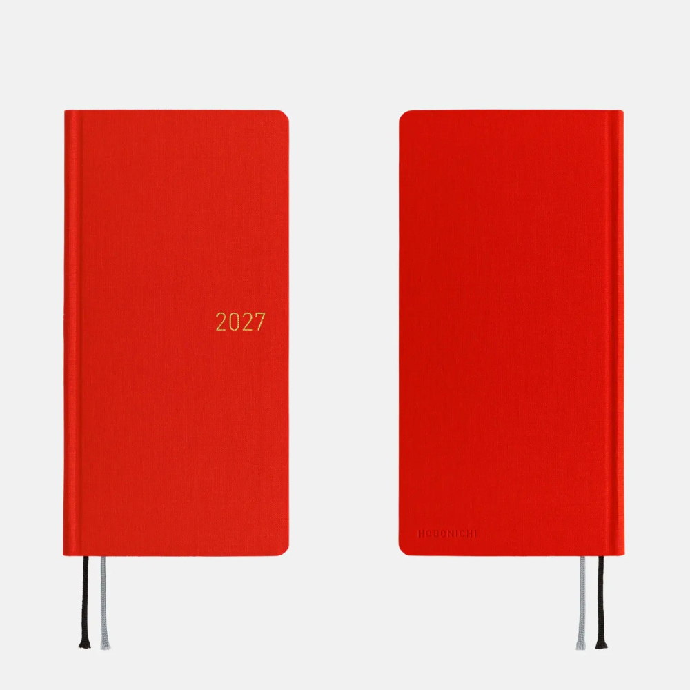 【預購】HOBO日2027年Weeks週手帳 Poppy Red 罌粟紅 純色系列 日文/英文版(特典三色筆黏貼式L夾)-細節圖6