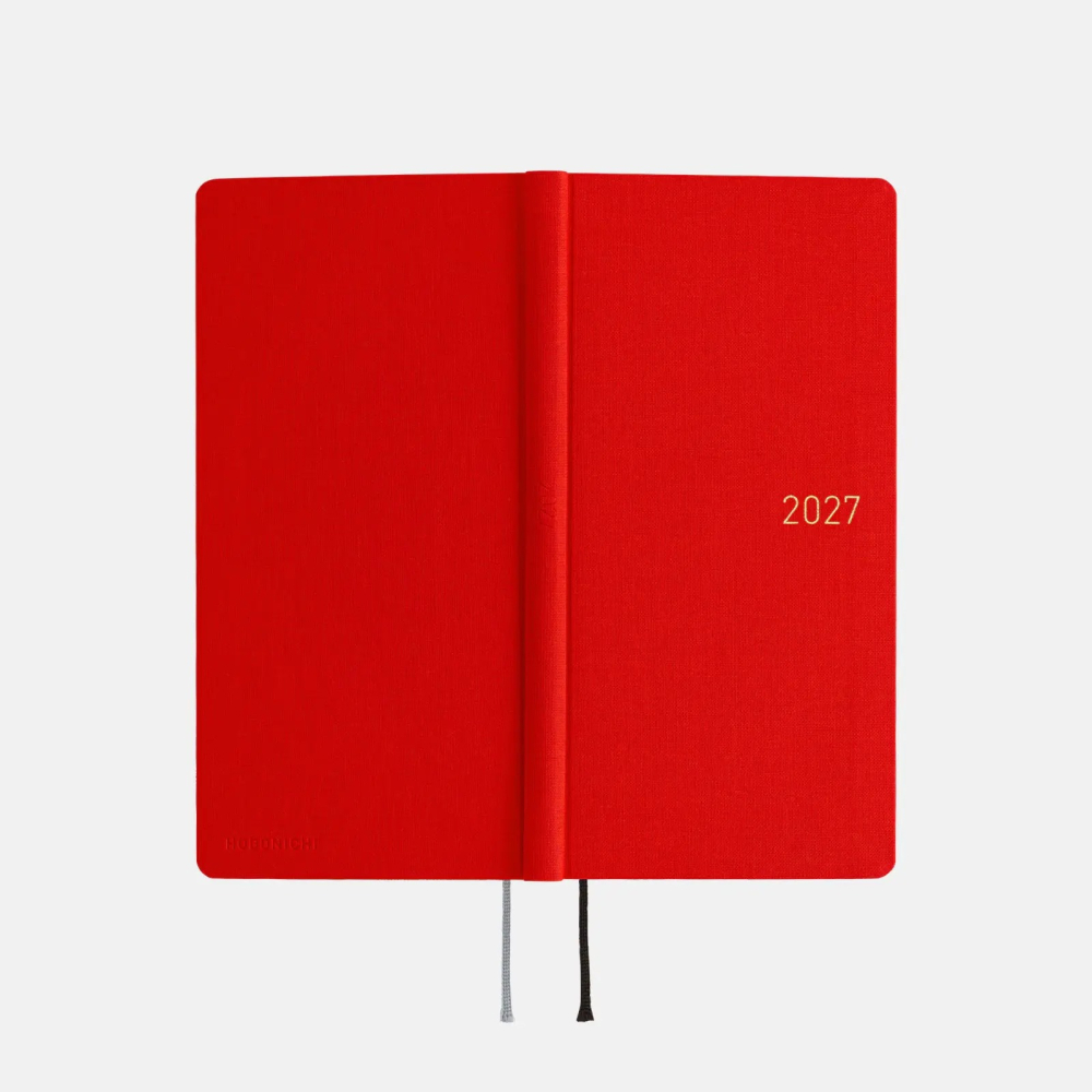 【預購】HOBO日2027年Weeks週手帳 Poppy Red 罌粟紅 純色系列 日文/英文版(特典三色筆黏貼式L夾)-細節圖7