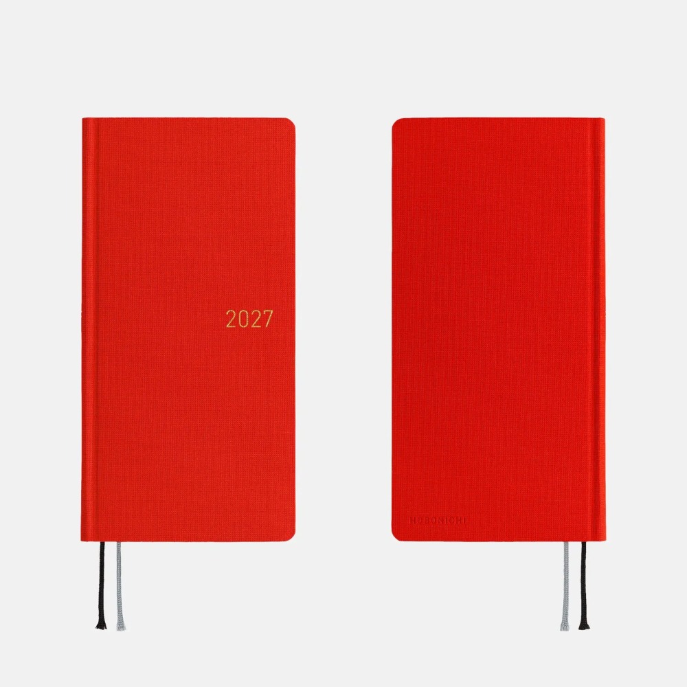 【預購】HOBO日2027年Weeks MEGA Poppy Red 罌粟紅 純色系列 日文/英文版 週手帳 特典三色筆-細節圖6