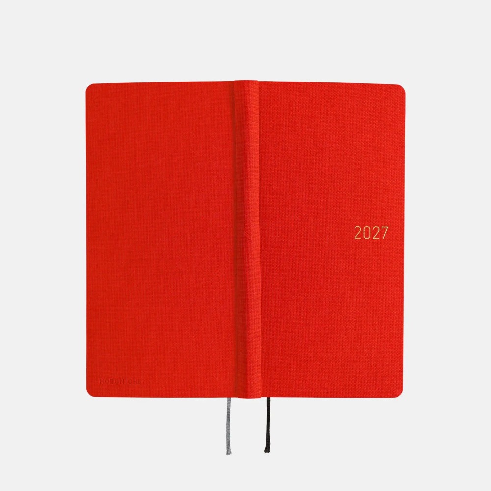 【預購】HOBO日2027年Weeks MEGA Poppy Red 罌粟紅 純色系列 日文/英文版 週手帳 特典三色筆-細節圖7