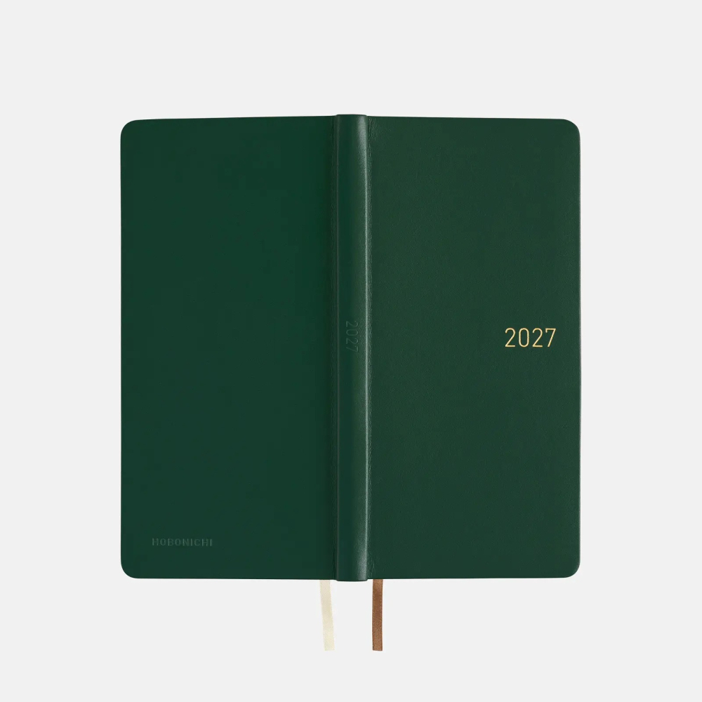 【預購】HOBO日2027年Weeks週手帳 真皮系列 Forest Green 森林綠 日文/英文版(特典三色筆-細節圖7